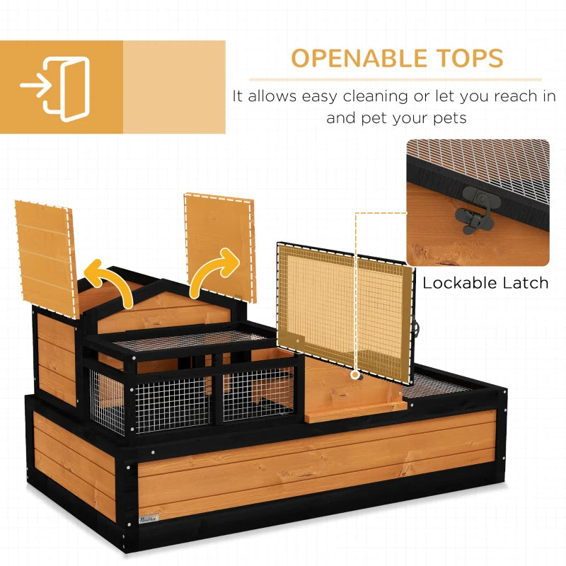 Yellow Wooden Tortoise House with Balcony and Roof