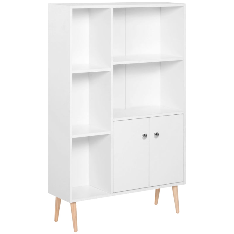 White Wooden Bookcase Storage Cabinet with Doors