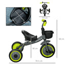 Black Kids Trike with Adjustable Seat, Basket & Bell - Ages 2-5