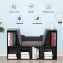 Black 6-Compartment Bookcase with Padded Seat