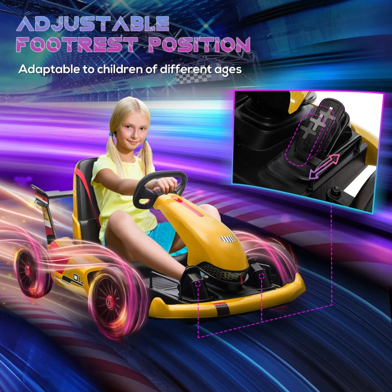 Yellow Electric Kids Go Kart with Reversing Steering Wheel