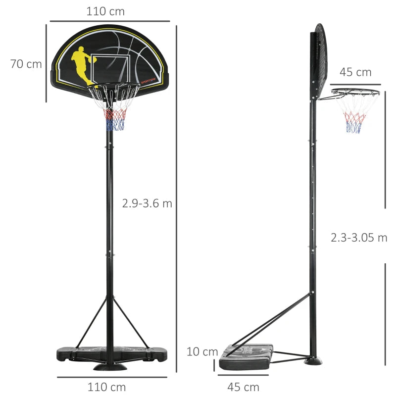 Adjustable Basketball Hoop with PE Backboard, Portable Stand - Blue