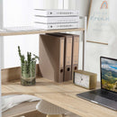 Oak Computer Desk with 4-Tier Storage Shelf and Bookshelf, Metal Frame - 120 x 70 x 120cm