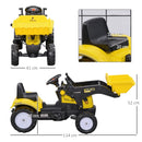 Yellow Pedal Go Kart Excavator with Front Loader for Kids 3+