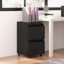 Black Steel 2-Drawer Mobile Filing Cabinet for Letter, A4, Legal Size