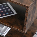 Rustic Brown Wooden S-Shaped Coffee Table with 2-Tier Storage Shelves