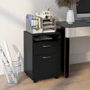 Black 60cm Storage Cabinet with Drawer, Open Shelf, Metal Handles, 4 Wheels - Office Home Organizer