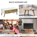 Modern Natural Wood Coffee Table with 4 Storage Drawers