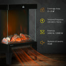 Black Electric Fireplace Stove with LED Flame Effect