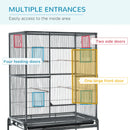 Metal Bird Cage for Parakeets - Canary Cage with Stand & Storage - Blue