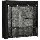 Black Foldable Fabric Wardrobe with Hanging Rail and Shelves