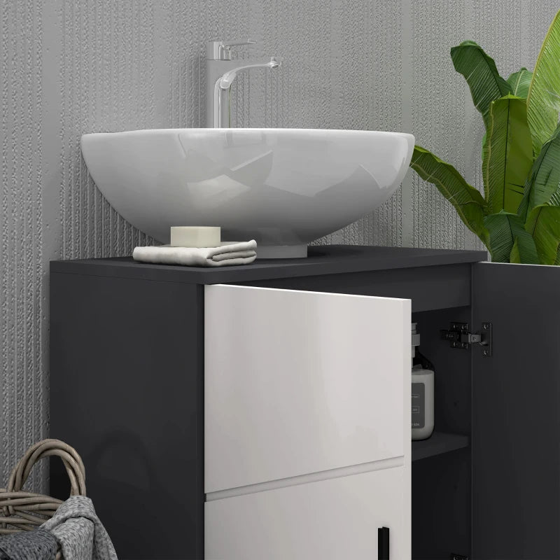 Light Grey Pedestal Sink Bathroom Cabinet with Adjustable Shelf