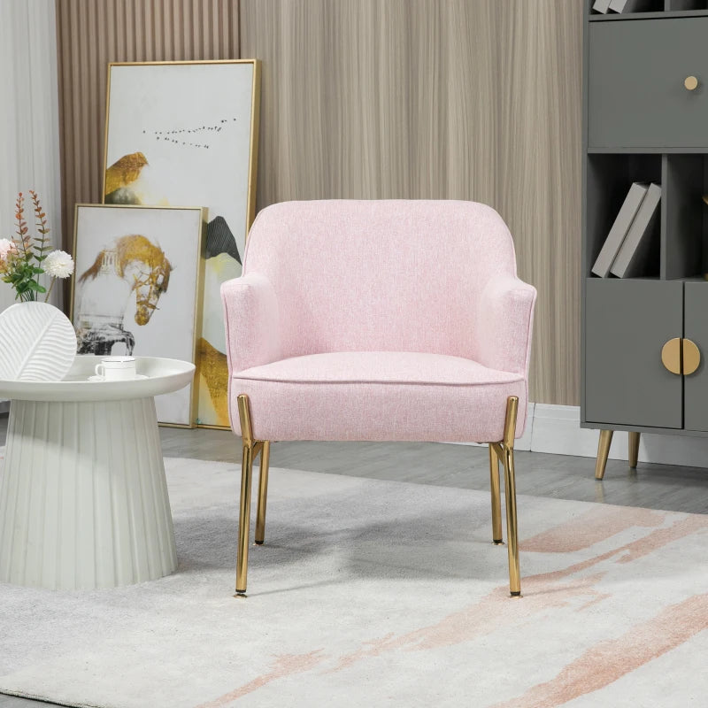 Modern Pink Fabric Accent Chair with Metal Legs