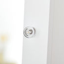 White LED Mirrored Jewelry Cabinet Armoire