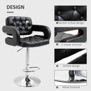 Black Swivel Bar Stool with Back and Armrest, Height Adjustable