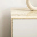 6-Drawer White and Light Brown Bedroom Dresser with Wood Legs