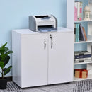 White 2-Tier Lockable Office Storage Cabinet with 2 Keys