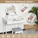 White LED Dressing Table Set with 4 Drawers for Bedroom