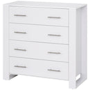 White 4-Drawer Bedroom Storage Cabinet with Metal Handles