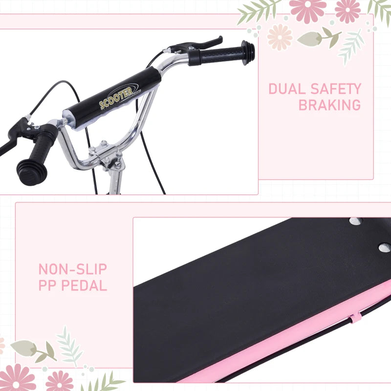 Kids Pink Stunt Scooter with Adjustable Handlebar and Dual Brakes
