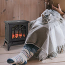 Black Electric Fireplace Heater with LED Flame Effect