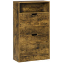 Rustic Brown Shoe Cabinet with Flip Doors and Drawers