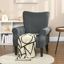 Grey Upholstered High Back Accent Chair with Rolled Arms and Wood Legs