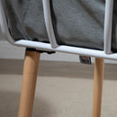 Grey and White Piped Accent Chair with Thick Padding and Wood Legs