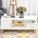 White Modern Coffee Table with Storage and Drawer