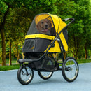 Yellow Foldable Pet Stroller with Canopy for Small and Medium Dogs