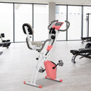 Pink Foldable Recumbent Exercise Bike with 8-Level Magnetic Resistance