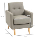 Grey Tufted PU Leather Accent Chair for Living Room, Bedroom, Home Office