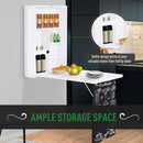 White Floating Drop-Leaf Desk with Chalkboard and Storage Shelf
