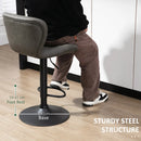 Dark Grey Swivel Barstools Set, 2 Breakfast Bar Chairs with Backrest & Footrest