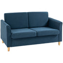 Blue Modern 2 Seater Loveseat Sofa with Wood Legs and Armrests