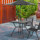 Square Outdoor Bistro Table with Faux-Marbled Top and Umbrella Hole - Garden Coffee Table (Grey)