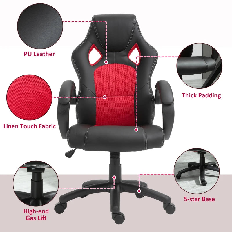 Black High-Back Faux Leather Office Chair with Wheels