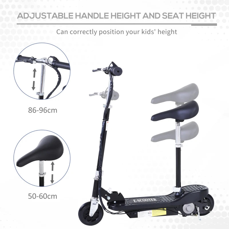 Black Electric Ride-On Scooter Toy with 120W Motor and 2 x 12V Battery