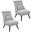 Grey Fabric Tub Chairs with Solid Wood Legs, Set of 2