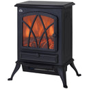 Black Electric Fireplace Stove with Fan and Log Flame Effect 2000W/1000W Heater