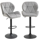Light Grey Adjustable Swivel Bar Stools Set of 2 with Backrest