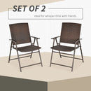 Brown Folding Rattan Seat Chairs Set of 2
