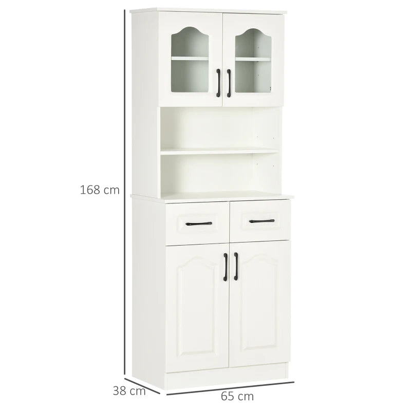 White Freestanding Kitchen Storage Cabinet with Drawers and Shelves