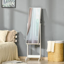 White Full Length Mirror Jewellery Cabinet with Storage and Lock