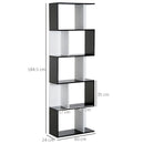 Black 5-Tier S-Shaped Bookcase Shelving Unit