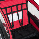 Red 2-Seater Collapsible Bike Trailer & Child Stroller with Pivot Wheel