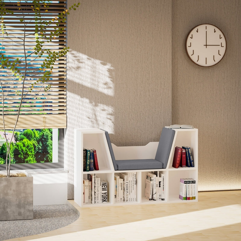 White Cushioned Reading Seat Bookcase Shelf