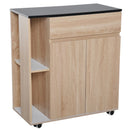 White Kitchen Storage Trolley Cart with Locking Wheels