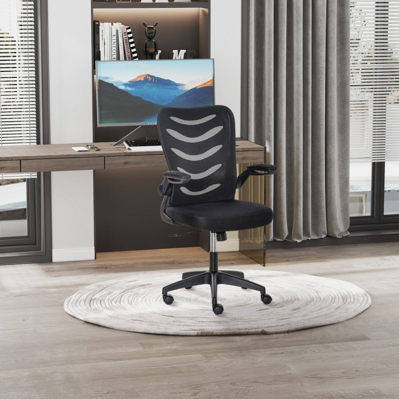 Black Mesh Office Chair with Lumbar Support & Adjustable Height