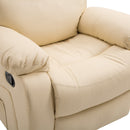 Beige PU Leather Massage Recliner with Swivel Base and Footrest